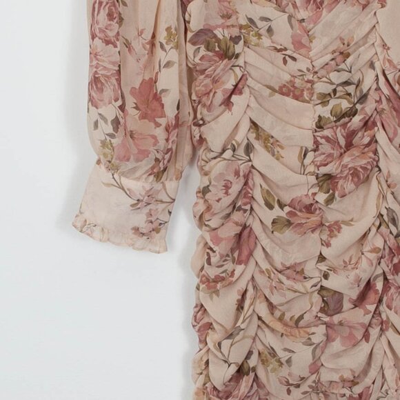 Zara Floral Print Draped Ruched Dress Blogger Favorite Womens Size Large - Picture 7 of 13